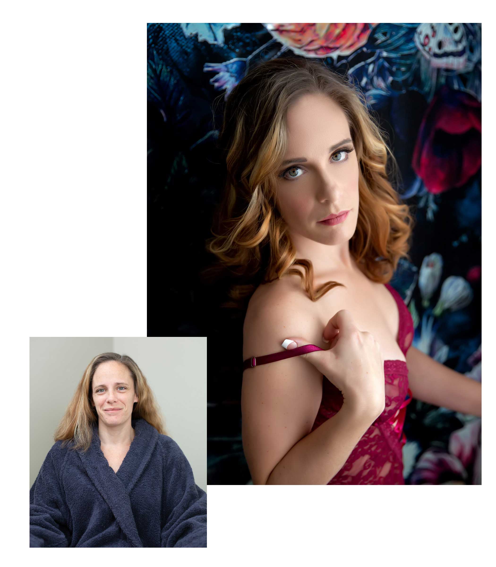 Before and After Hair and Makeup Transformation with Boudoir Defined
