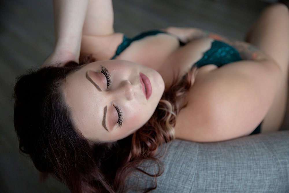 green lingerie boudoir brunette