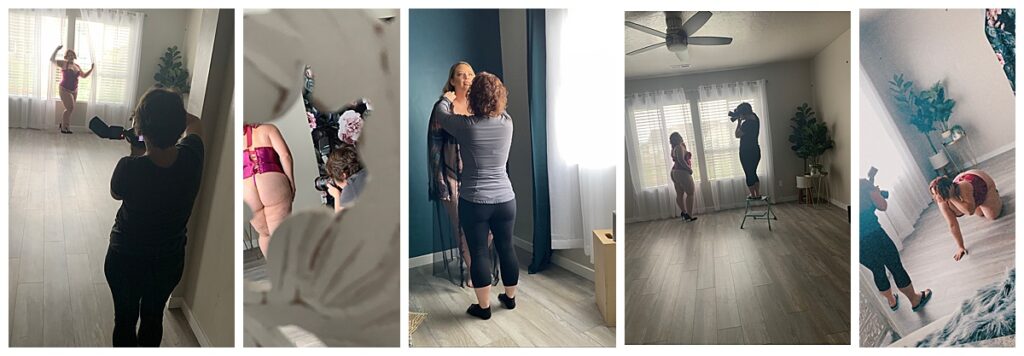 Behind the Scenes Images of Cyndee Wanyonyi in action at Boudoir Defined in Boise Idaho.